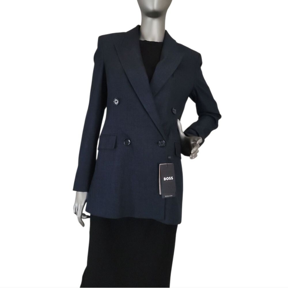 Hugo Boss Womens Double Button Peak Lapel Office Blazer Size 2
